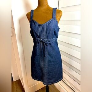 90s Y2K Vintage Denim Dress with Tie Waist in perfect condition